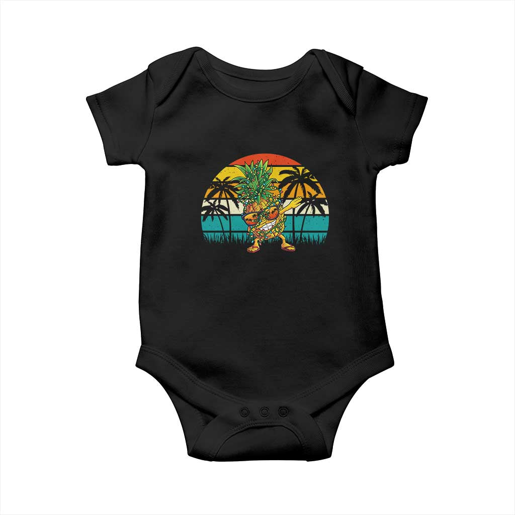 Dabbing Pineapple Christmas Tree Lights Baby Onesie Hawaiian Hawaii Tropical Xmas Men Gifts Sunglasses On TS10 Black Print Your Wear