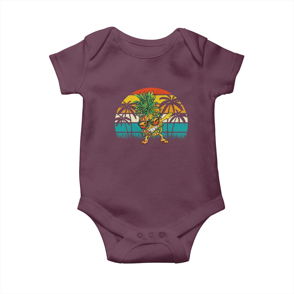 Dabbing Pineapple Christmas Tree Lights Baby Onesie Hawaiian Hawaii Tropical Xmas Men Gifts Sunglasses On TS10 Maroon Print Your Wear