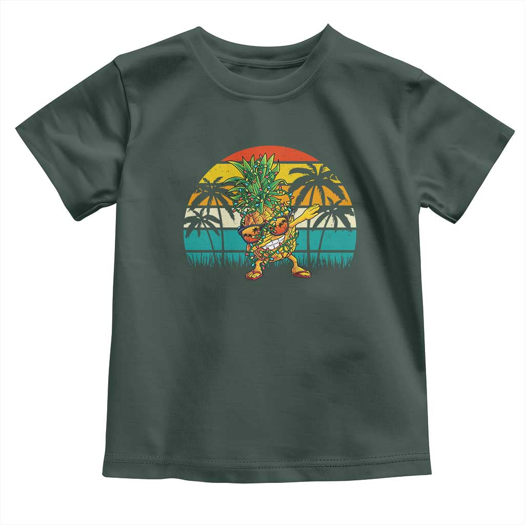 Dabbing Pineapple Christmas Tree Lights Baby Shirt Hawaiian Hawaii Tropical Xmas Men Gifts Sunglasses On TS10 Dark Forest Green Print Your Wear