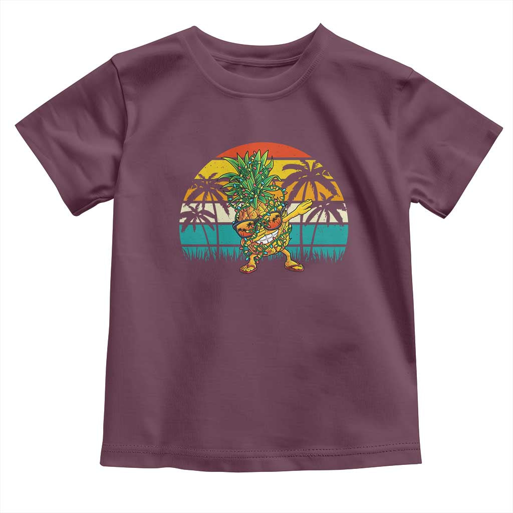 Dabbing Pineapple Christmas Tree Lights Baby Shirt Hawaiian Hawaii Tropical Xmas Men Gifts Sunglasses On TS10 Maroon Print Your Wear