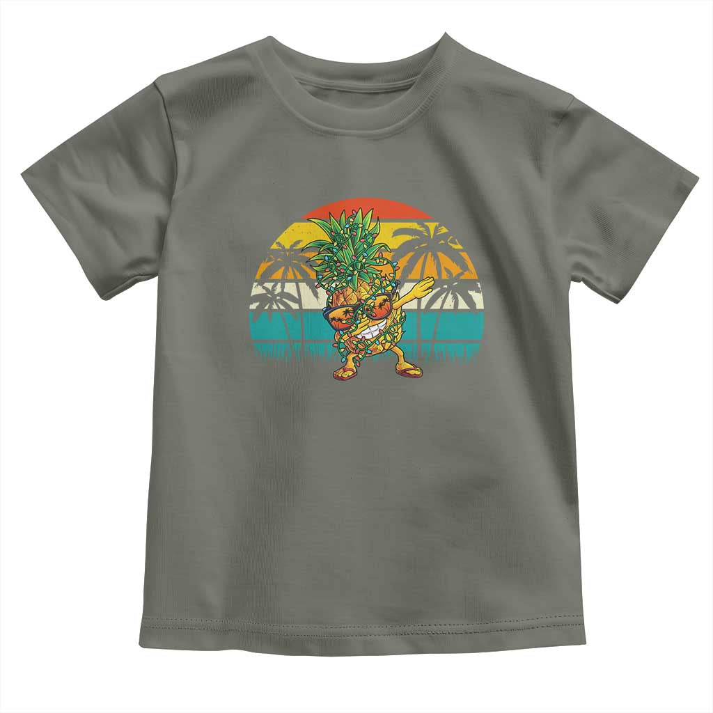Dabbing Pineapple Christmas Tree Lights Baby Shirt Hawaiian Hawaii Tropical Xmas Men Gifts Sunglasses On TS10 Military Green Print Your Wear