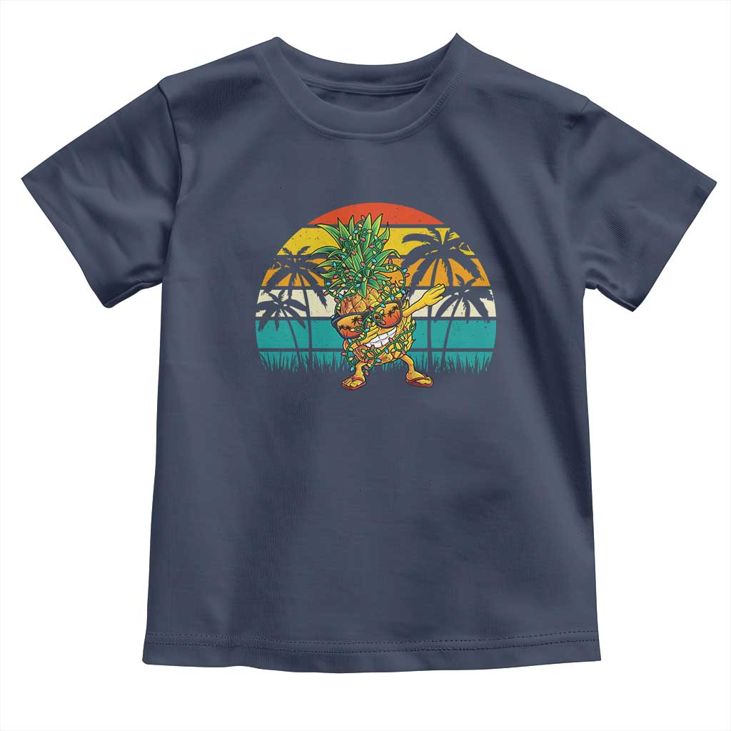 Dabbing Pineapple Christmas Tree Lights Baby Shirt Hawaiian Hawaii Tropical Xmas Men Gifts Sunglasses On TS10 Navy Print Your Wear