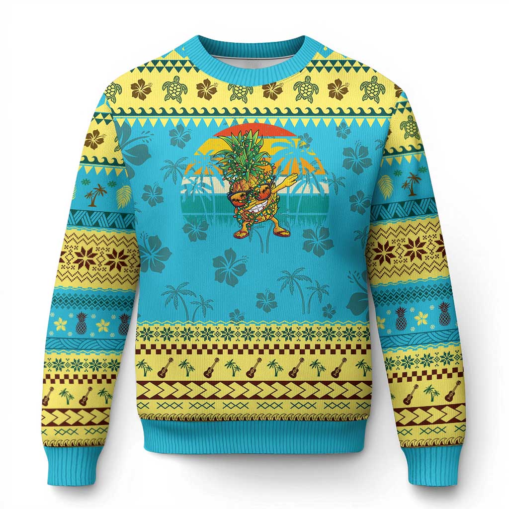 Dabbing Pineapple Christmas Tree Lights Ugly Christmas Sweater Hawaiian Hawaii Tropical Xmas Men Gifts Sunglasses On TS10 Hawaii Print Your Wear
