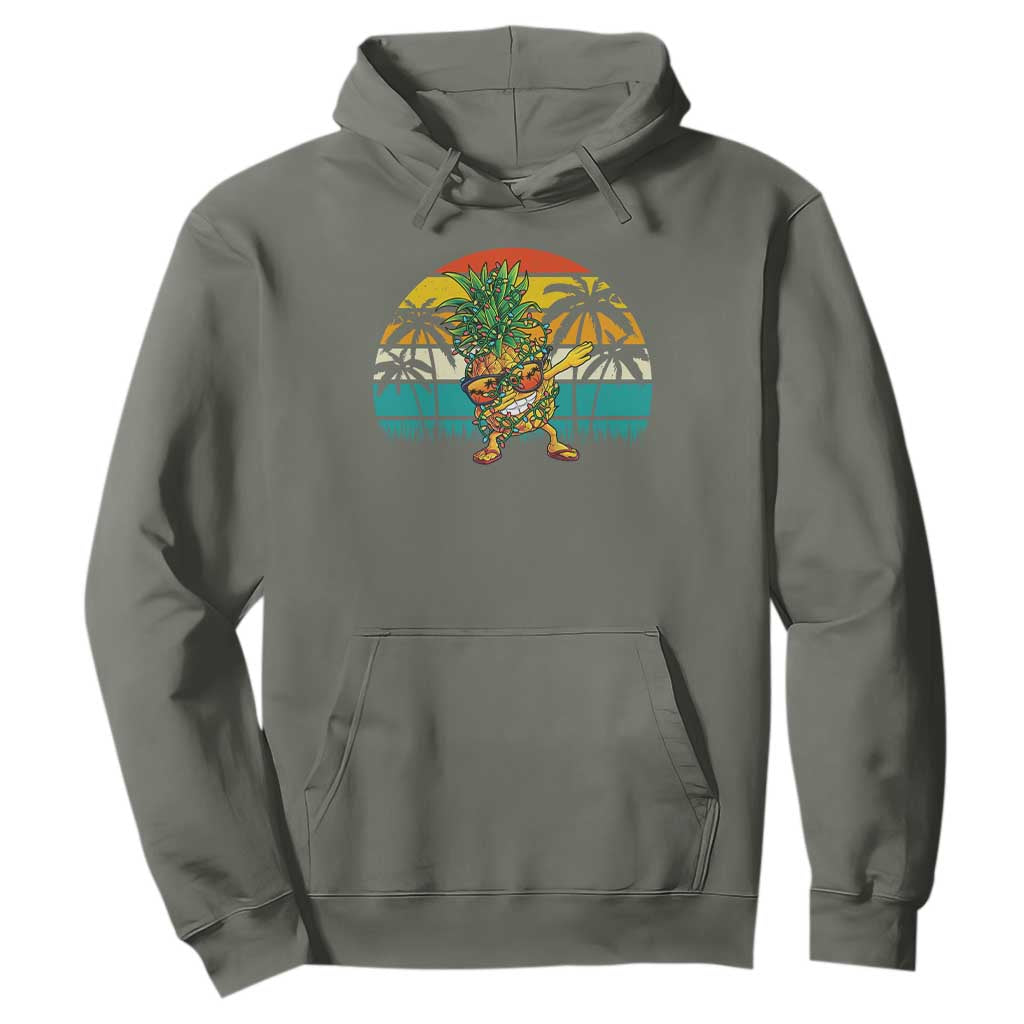 Dabbing Pineapple Christmas Tree Lights Hoodie Hawaiian Hawaii Tropical Xmas Men Gifts Sunglasses On TS10 Military Green Print Your Wear