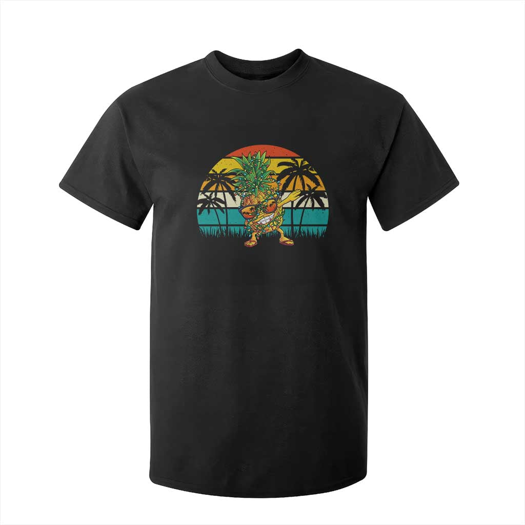 Dabbing Pineapple Christmas Tree Lights T Shirt For Kid Hawaiian Hawaii Tropical Xmas Men Gifts Sunglasses On TS10 Black Print Your Wear