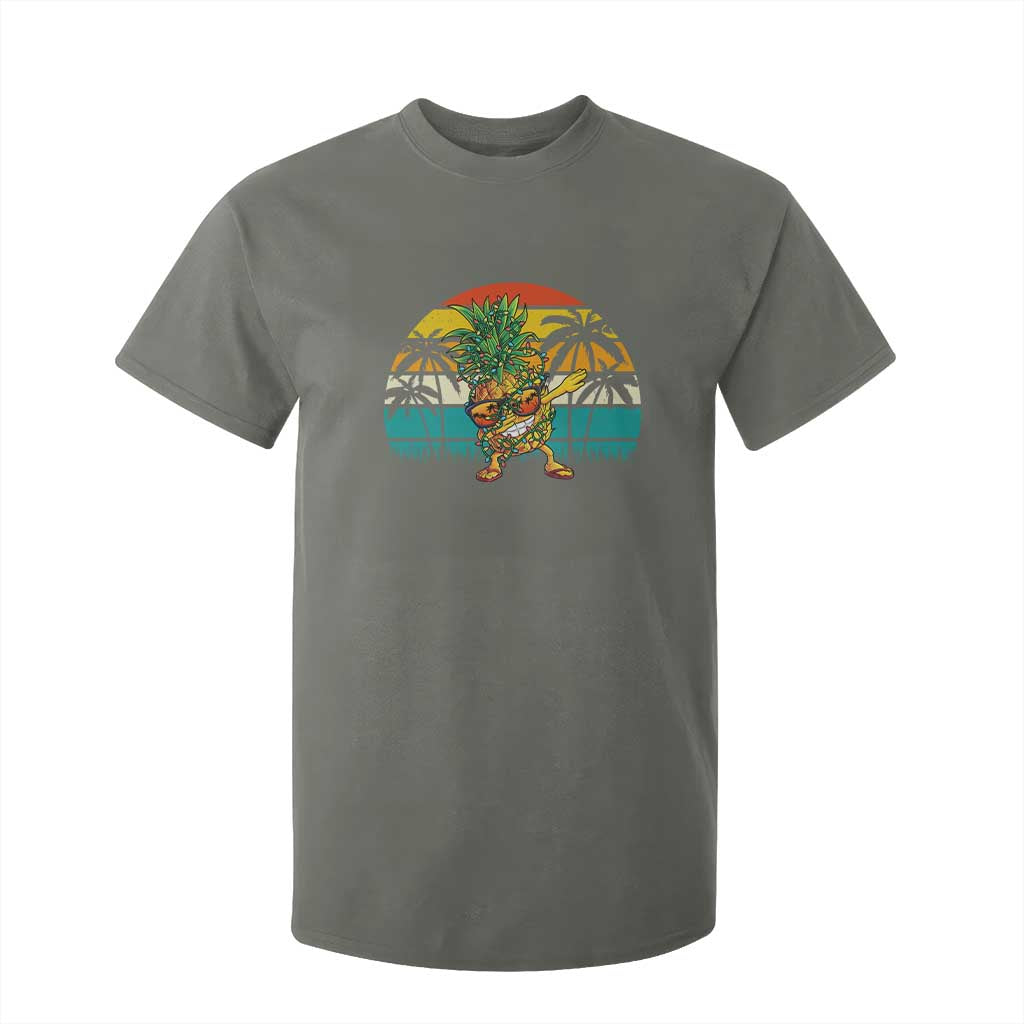 Dabbing Pineapple Christmas Tree Lights T Shirt For Kid Hawaiian Hawaii Tropical Xmas Men Gifts Sunglasses On TS10 Military Green Print Your Wear