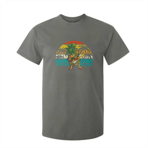 Dabbing Pineapple Christmas Tree Lights T Shirt For Kid Hawaiian Hawaii Tropical Xmas Men Gifts Sunglasses On TS10 Military Green Print Your Wear