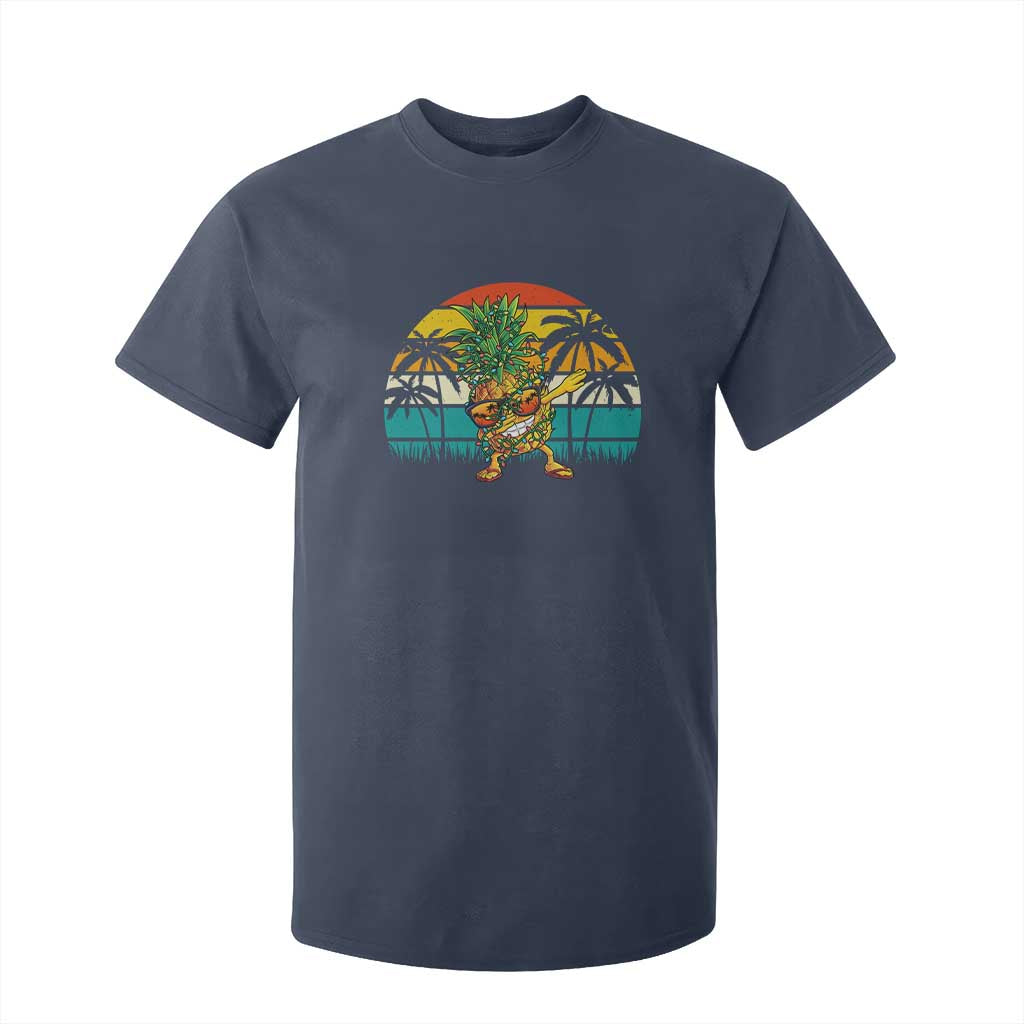 Dabbing Pineapple Christmas Tree Lights T Shirt For Kid Hawaiian Hawaii Tropical Xmas Men Gifts Sunglasses On TS10 Navy Print Your Wear