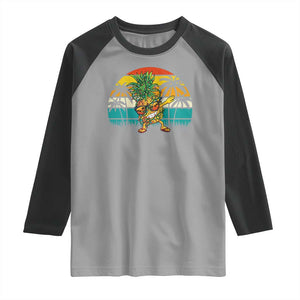 Dabbing Pineapple Christmas Tree Lights Raglan Shirt Hawaiian Hawaii Tropical Xmas Men Gifts Sunglasses On TS10 Sport Gray Black Print Your Wear