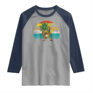 Dabbing Pineapple Christmas Tree Lights Raglan Shirt Hawaiian Hawaii Tropical Xmas Men Gifts Sunglasses On TS10 Sport Gray Navy Print Your Wear