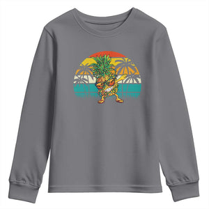 Dabbing Pineapple Christmas Tree Lights Youth Sweatshirt Hawaiian Hawaii Tropical Xmas Men Gifts Sunglasses On TS10 Charcoal Print Your Wear
