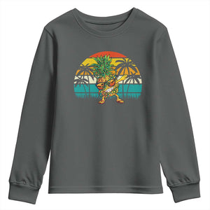 Dabbing Pineapple Christmas Tree Lights Youth Sweatshirt Hawaiian Hawaii Tropical Xmas Men Gifts Sunglasses On TS10 Dark Heather Print Your Wear