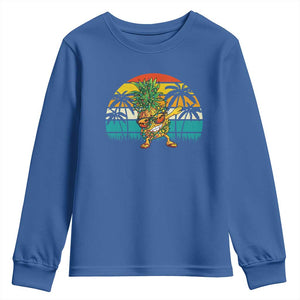 Dabbing Pineapple Christmas Tree Lights Youth Sweatshirt Hawaiian Hawaii Tropical Xmas Men Gifts Sunglasses On TS10 Royal Blue Print Your Wear