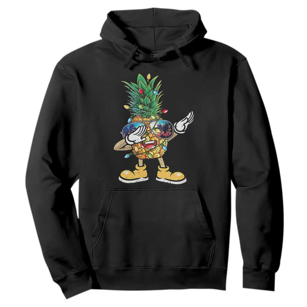 Dabbing Pineapple Hawaii Christmas Tree Lights Xmas Sunglasses Hoodie Tropical Holiday Beach TS10 Black Print Your Wear