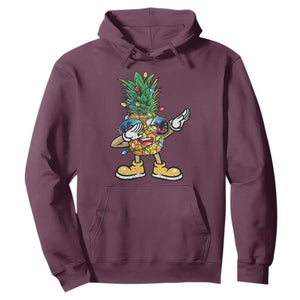 Dabbing Pineapple Hawaii Christmas Tree Lights Xmas Sunglasses Hoodie Tropical Holiday Beach TS10 Maroon Print Your Wear