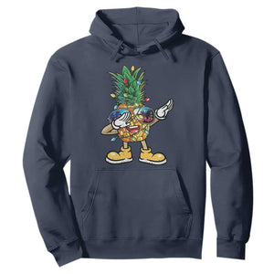 Dabbing Pineapple Hawaii Christmas Tree Lights Xmas Sunglasses Hoodie Tropical Holiday Beach TS10 Navy Print Your Wear