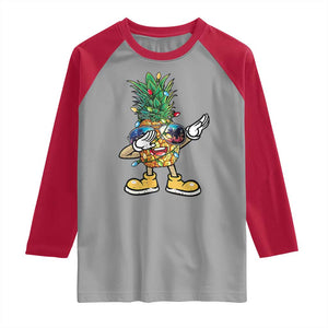 Dabbing Pineapple Hawaii Christmas Tree Lights Xmas Sunglasses Raglan Shirt Tropical Holiday Beach TS10 Sport Gray Red Print Your Wear
