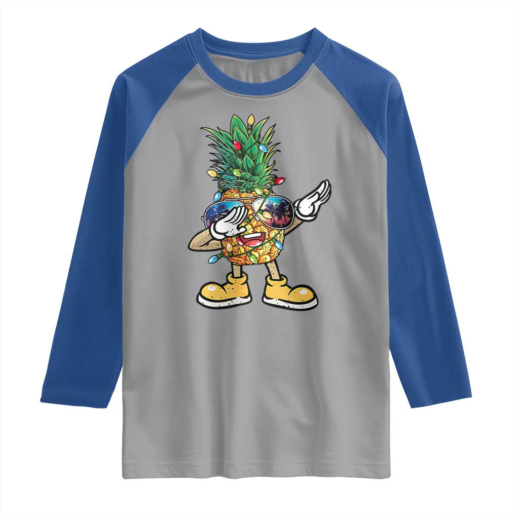 Dabbing Pineapple Hawaii Christmas Tree Lights Xmas Sunglasses Raglan Shirt Tropical Holiday Beach TS10 Sport Gray Royal Print Your Wear