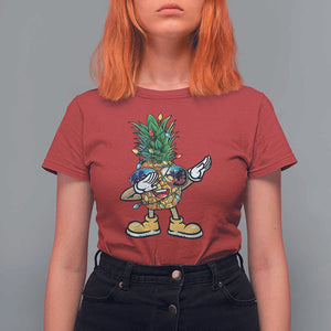Dabbing Pineapple Hawaii Christmas Tree Lights Xmas Sunglasses T Shirt For Women Tropical Holiday Beach TS10 Red Print Your Wear