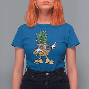 Dabbing Pineapple Hawaii Christmas Tree Lights Xmas Sunglasses T Shirt For Women Tropical Holiday Beach TS10 Royal Blue Print Your Wear