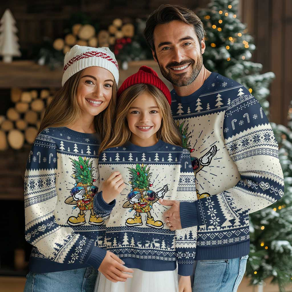 Dabbing Pineapple Christmas Tree Lights Xmas Sunglasses Ugly Christmas Sweater Tropical Holiday Beach Tank for Hawaii Vacation TS10 Navy Print Your Wear