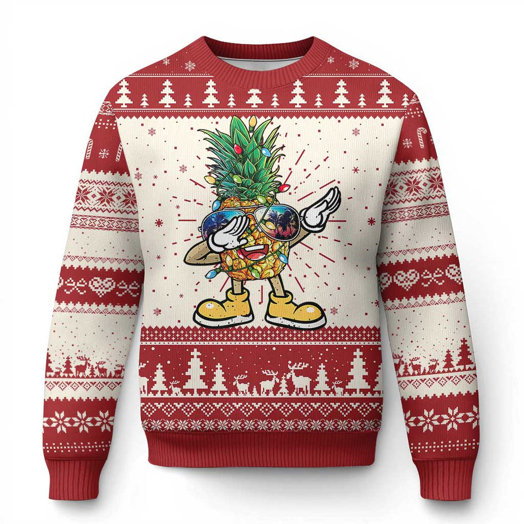 Dabbing Pineapple Christmas Tree Lights Xmas Sunglasses Ugly Christmas Sweater Tropical Holiday Beach Tank for Hawaii Vacation TS10 Red Print Your Wear