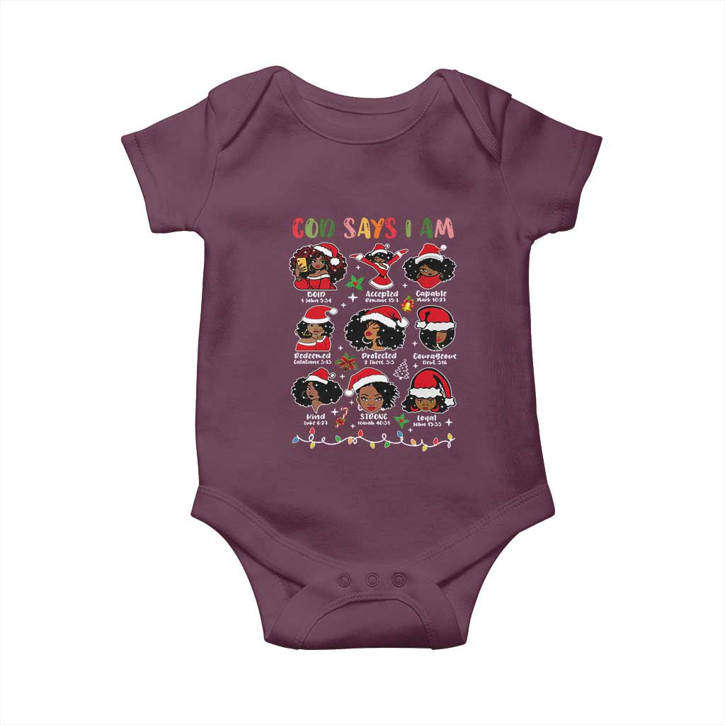 Christian Christmas Baby Onesie God Says I Am African American Women Scriptures Affirmations TS10 Maroon Print Your Wear
