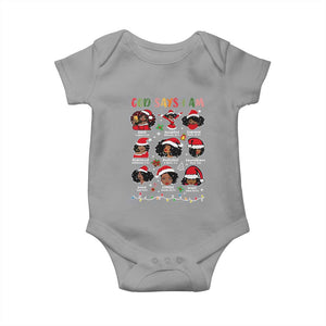 Christian Christmas Baby Onesie God Says I Am African American Women Scriptures Affirmations TS10 Sport Gray Print Your Wear
