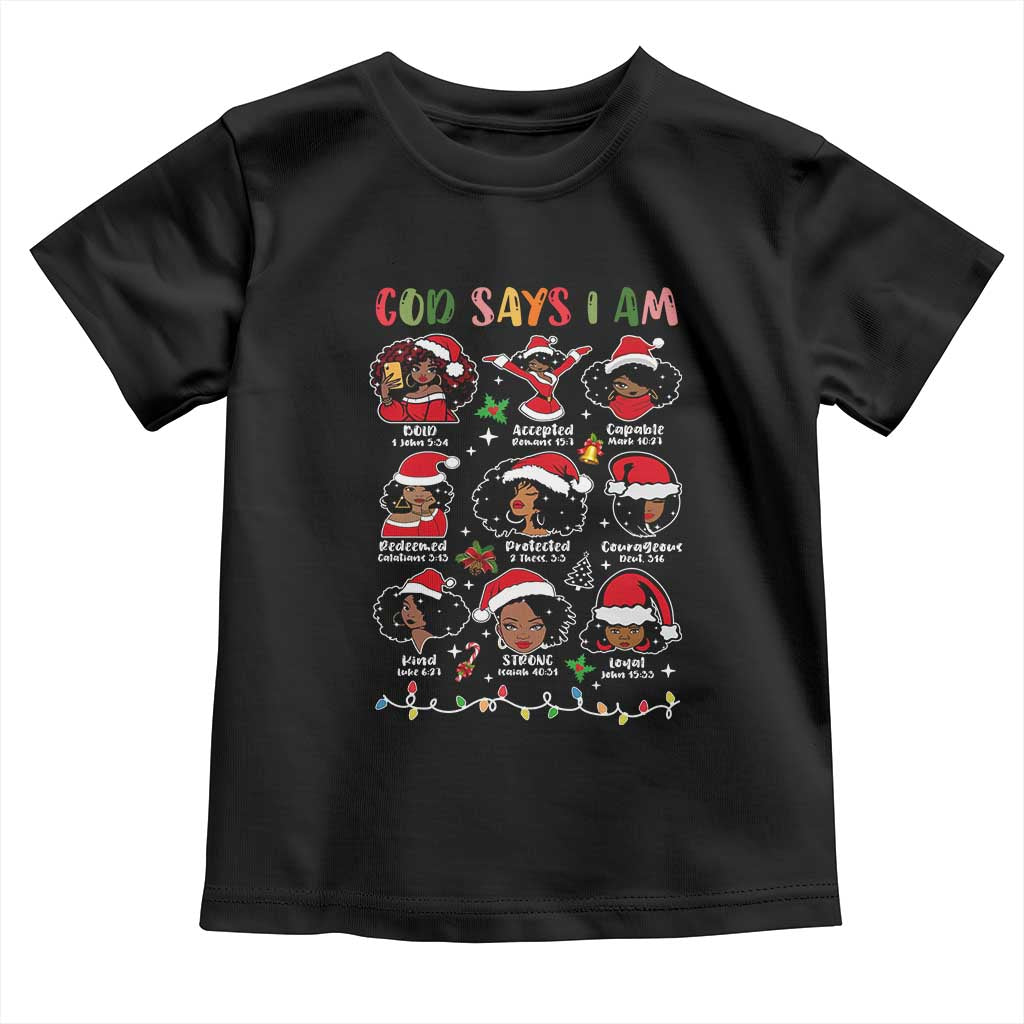 Christian Christmas Baby Shirt God Says I Am African American Women Scriptures Affirmations TS10 Black Print Your Wear