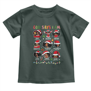 Christian Christmas Baby Shirt God Says I Am African American Women Scriptures Affirmations TS10 Dark Forest Green Print Your Wear