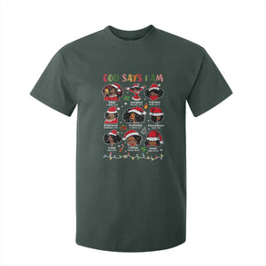 Christian Christmas T Shirt For Kid God Says I Am African American Women Scriptures Affirmations TS10 Dark Forest Green Print Your Wear