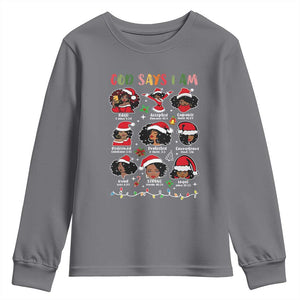 Christian Christmas Youth Sweatshirt God Says I Am African American Women Scriptures Affirmations TS10 Charcoal Print Your Wear