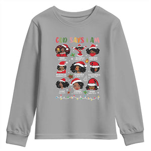Christian Christmas Youth Sweatshirt God Says I Am African American Women Scriptures Affirmations TS10 Sport Gray Print Your Wear