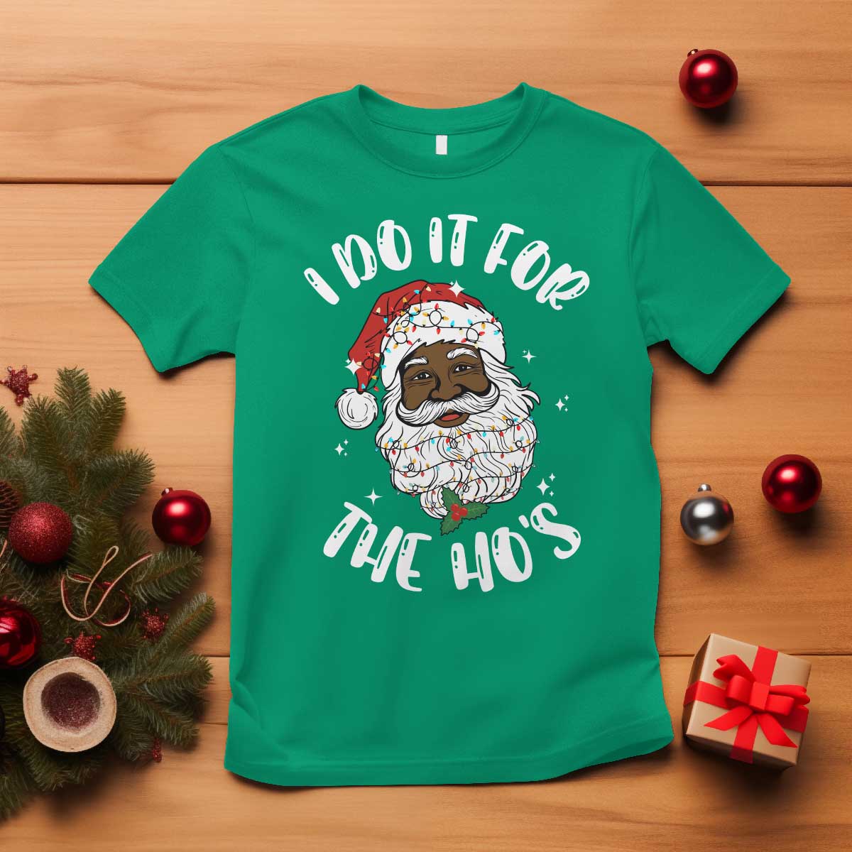 Funny Santa Claus T Shirt African American Xmas Vintage Black Santa TS10 Irish Green Print Your Wear
