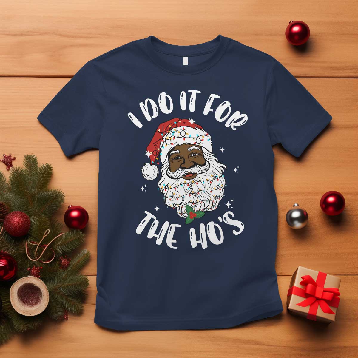 Funny Santa Claus T Shirt African American Xmas Vintage Black Santa TS10 Navy Print Your Wear