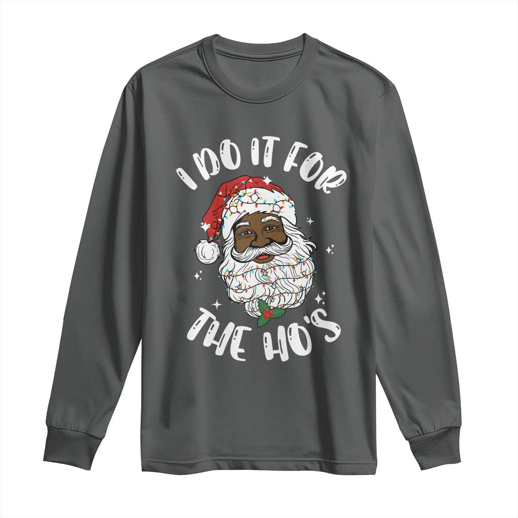 Funny Santa Claus Long Sleeve Shirt African American Xmas Vintage Black Santa TS10 Dark Heather Print Your Wear