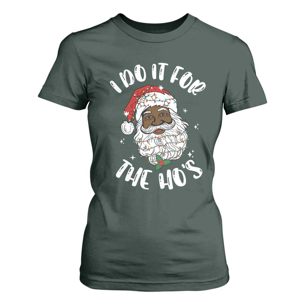 Funny Santa Claus T Shirt For Women African American Xmas Vintage Black Santa TS10 Dark Forest Green Print Your Wear