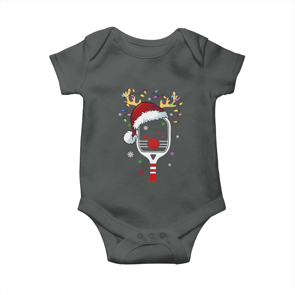 Pickleball Christmas Baby Onesie Holiday Reindeer Player Gifts Sports Xmas TS10 Dark Heather Print Your Wear