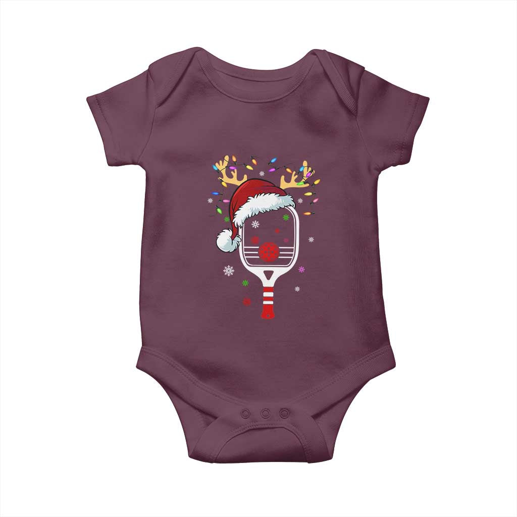 Pickleball Christmas Baby Onesie Holiday Reindeer Player Gifts Sports Xmas TS10 Maroon Print Your Wear