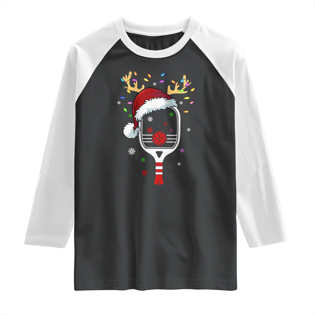 Pickleball Christmas Raglan Shirt Holiday Reindeer Player Gifts Sports Xmas TS10 Black White Print Your Wear