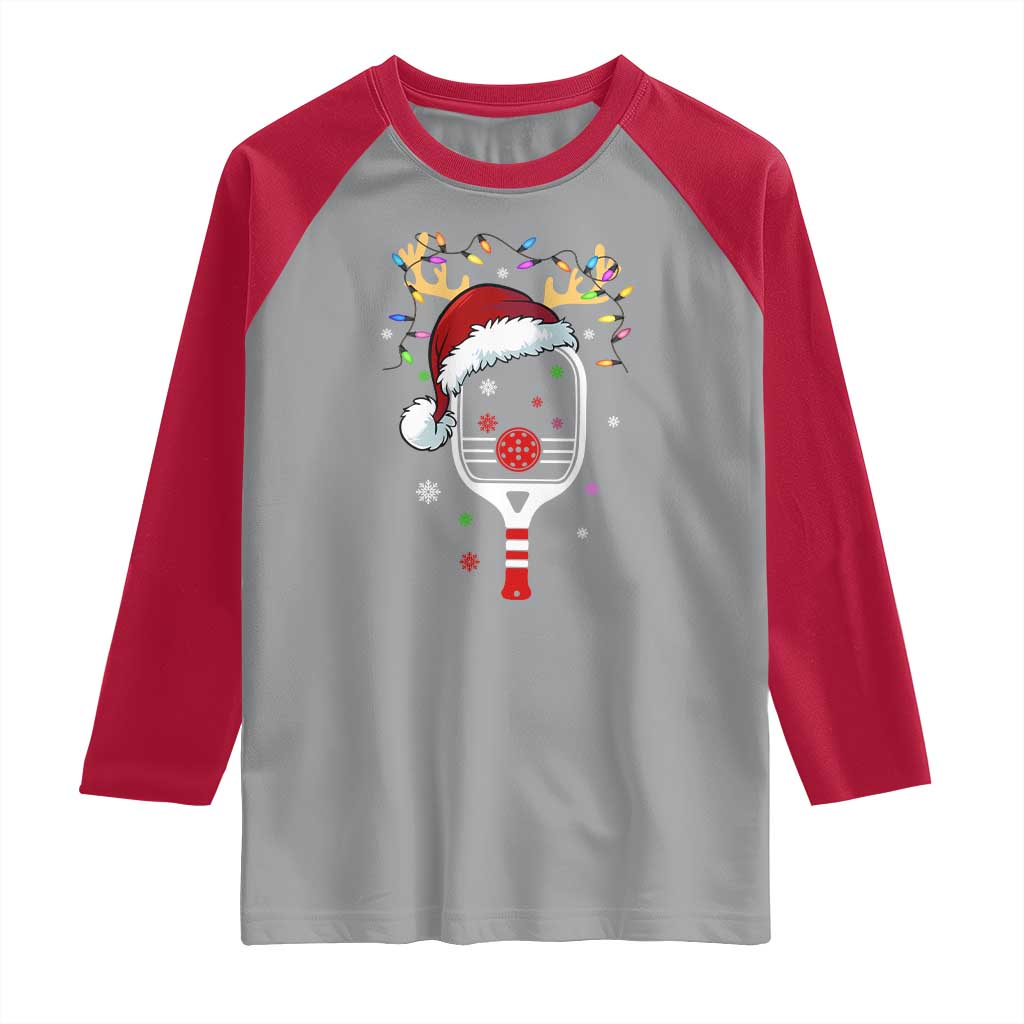 Pickleball Christmas Raglan Shirt Holiday Reindeer Player Gifts Sports Xmas TS10 Sport Gray Red Print Your Wear