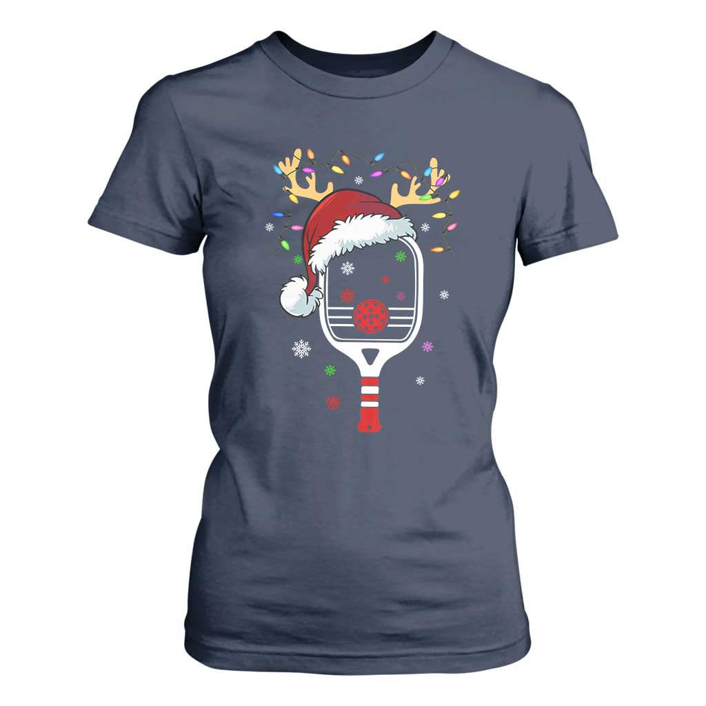 Pickleball Christmas T Shirt For Women Holiday Reindeer Player Gifts Sports Xmas TS10 Navy Print Your Wear