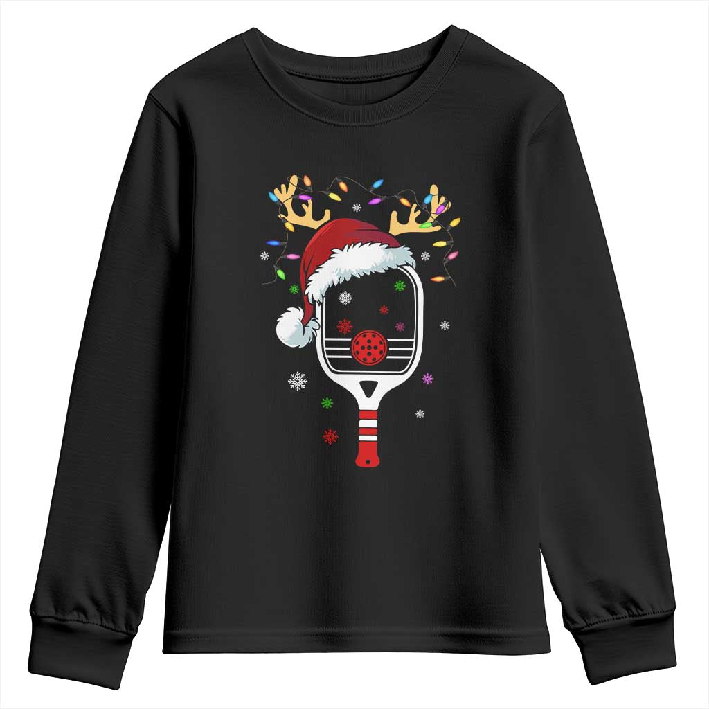 Pickleball Christmas Youth Sweatshirt Holiday Reindeer Player Gifts Sports Xmas TS10 Black Print Your Wear