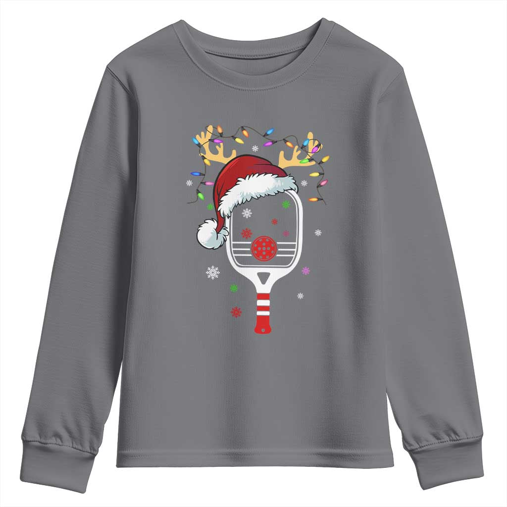 Pickleball Christmas Youth Sweatshirt Holiday Reindeer Player Gifts Sports Xmas TS10 Charcoal Print Your Wear