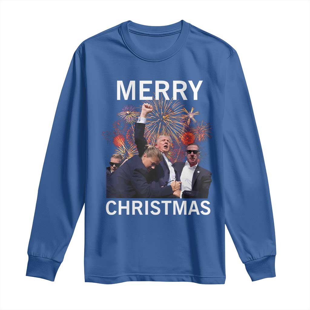 Donald Trump Christmas Long Sleeve Shirt Merry Xmas Republican TS10 Royal Blue Print Your Wear