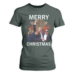 Donald Trump Christmas T Shirt For Women Merry Xmas Republican TS10 Dark Forest Green Print Your Wear