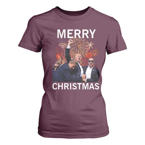Donald Trump Christmas T Shirt For Women Merry Xmas Republican TS10 Maroon Print Your Wear