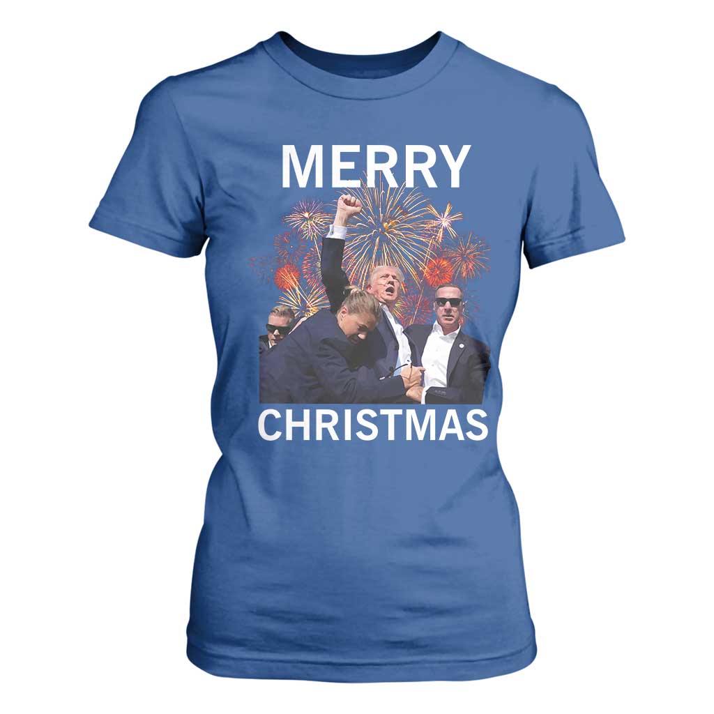 Donald Trump Christmas T Shirt For Women Merry Xmas Republican TS10 Royal Blue Print Your Wear