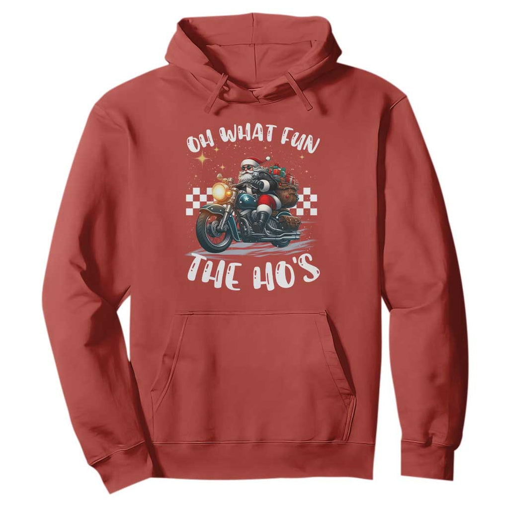 Biker Grandpa Santa on Motorcycle Christmas Hoodie Funny Oh What Fun It Is To Ride TS10 Red Print Your Wear