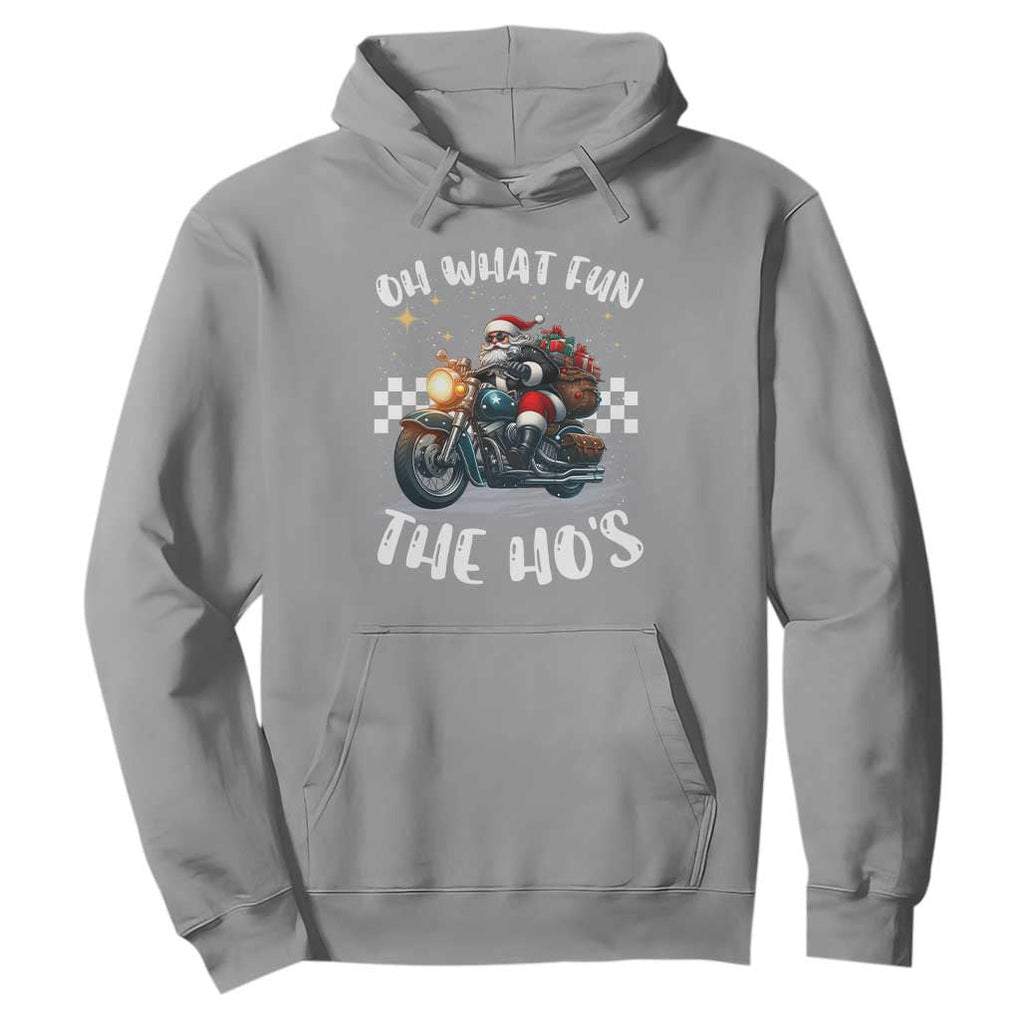 Biker Grandpa Santa on Motorcycle Christmas Hoodie Funny Oh What Fun It Is To Ride TS10 Sport Gray Print Your Wear
